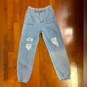 Shein Teen girl jean joggers. Size 12-13 years. Distressed look. EUC